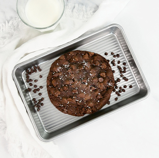 double chocolate cookie on a mini sheet pan